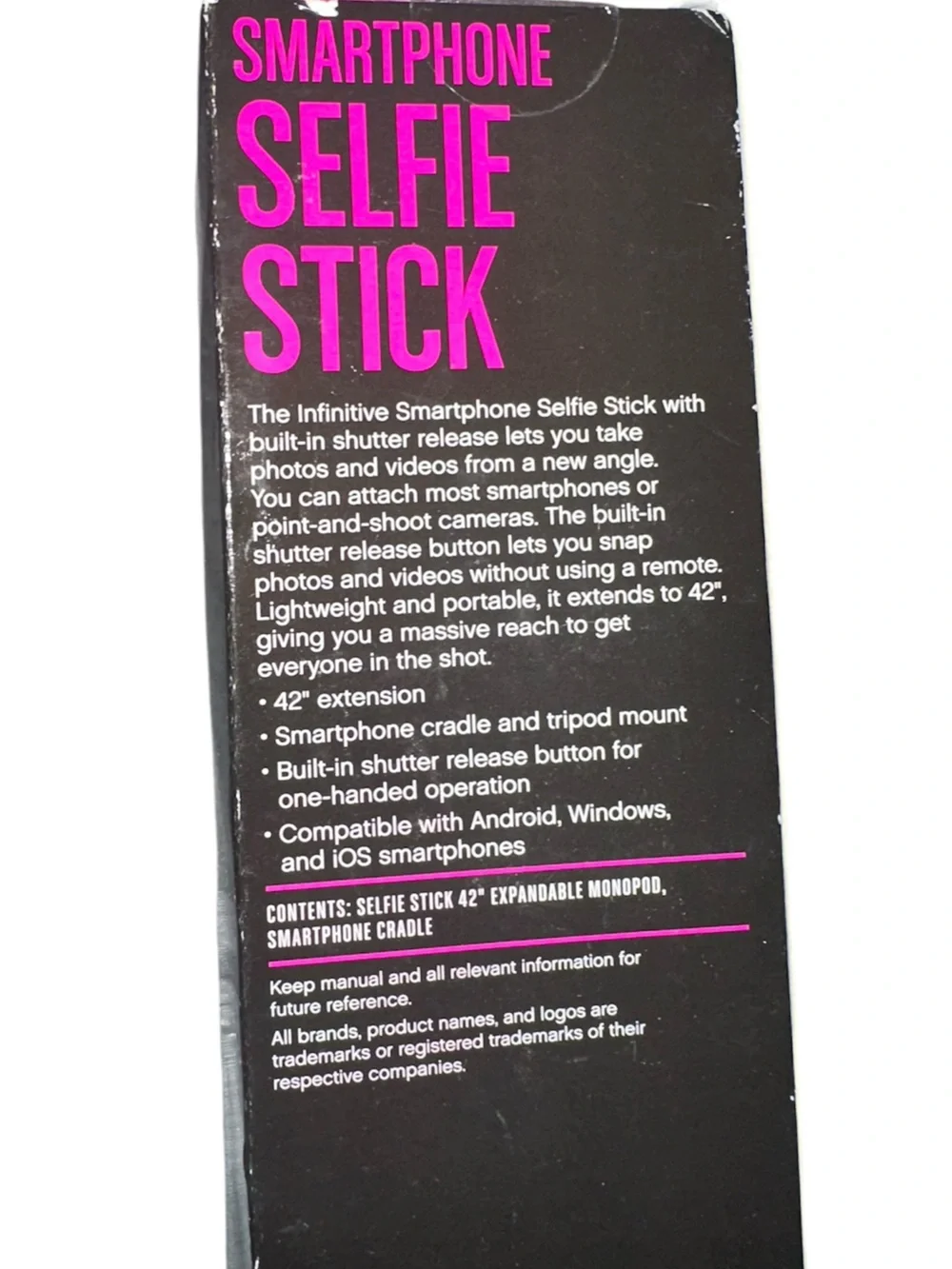 INFINITY Smartphone Selfie Stick - Black & Silver